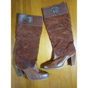 Vtg Zodiac Native Fringe Cowgirl Boots 7 M USA Made Silver Hardware  High Heel
